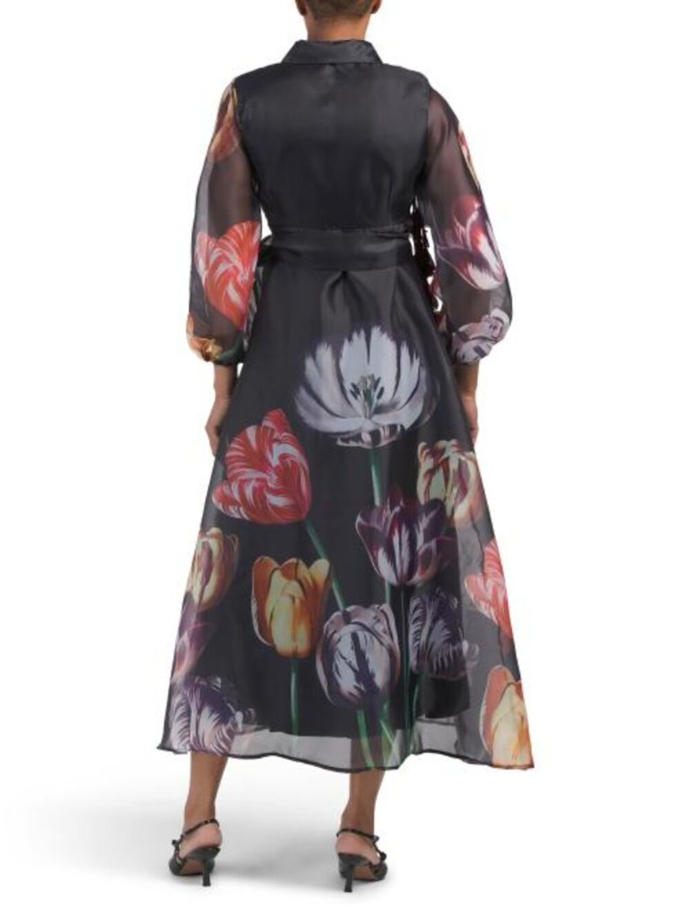 DALIA MACPHEE Long Sleeve Placed Floral Maxi Dress With 3d Embellishment - Picture 2 of 4